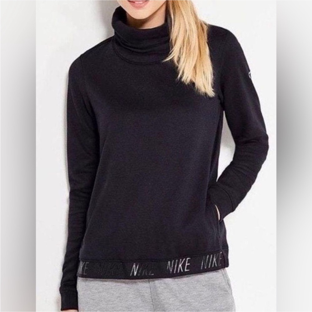 Nike Dri Fit Womens Funnel Cowl Neck Pullover Sweatshirt in Black